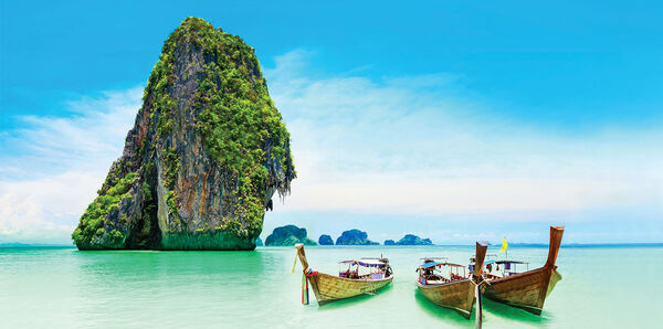 Boats near an island in Thailand